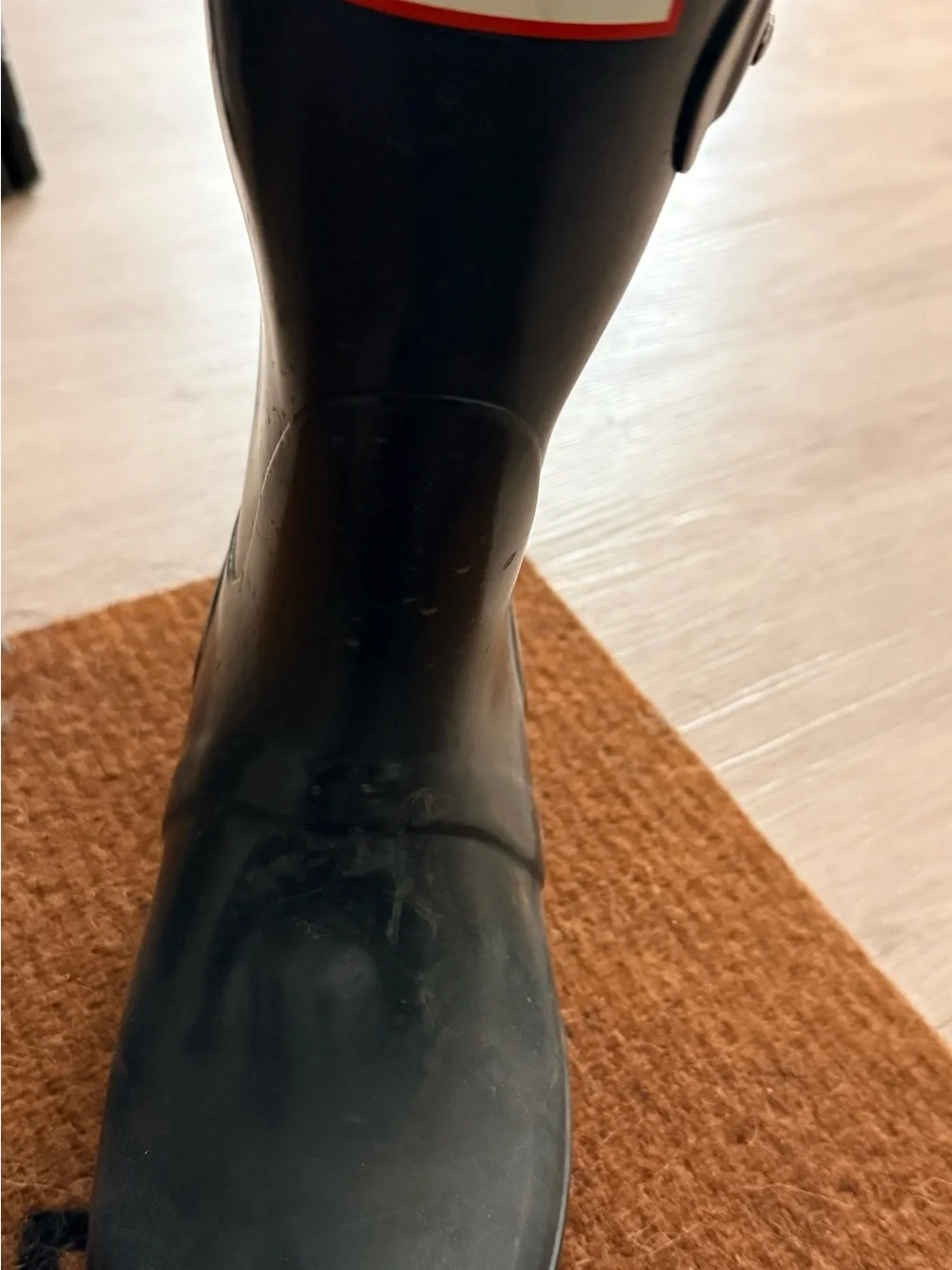 Hunter Navy and Black Rain Boot Interior with Branded Insole